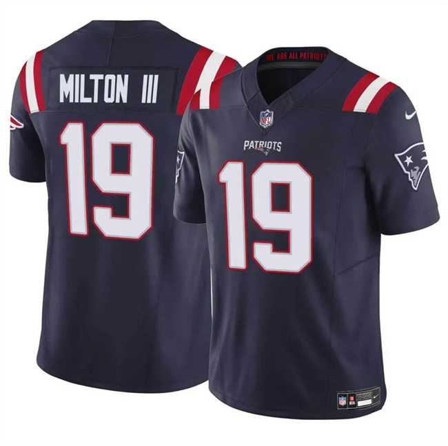 Men & Women & Youth New England Patriots #19 Joe Milton III Navy 2024 F.U.S.E. Vapor Limited Football Stitched Jersey->new england patriots->NFL Jersey